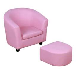 Rackhams Kids Toddler Sofa Children's Armchair Footstool with Thick Padding, Anti-skid Foot Pads, 30 x 28 x 21cm, Pink - thumbnail 1