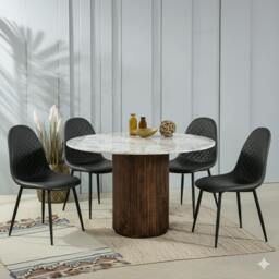 Rackhams Corona PU Leather Steel Legs Dining Chairs (Set of 4) - PU Leather Chairs - Grey - 0