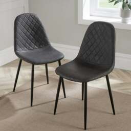 Rackhams Corona PU Leather Steel Legs Dining Chairs (Set of 4) - PU Leather Chairs - Grey - 0 - thumbnail 2