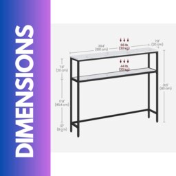 Rackhams Industrial Slim Console Table With 2 Shelves Marble Effect White - thumbnail 6