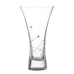 Rackhams Glasgow Crystal Trumpet Vase Adorned with Swarvoski Crystals - 18cm - Made From Premium Lead Free Crystal Glass