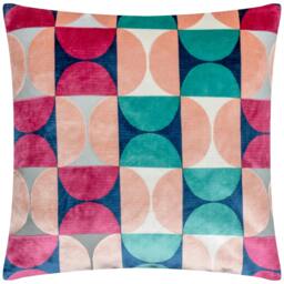 Rackhams Bardot Cut Velvet Cushion Cover - Magenta/Blue - 50cm x 50cm - Magenta/Blue - 100% Polyester