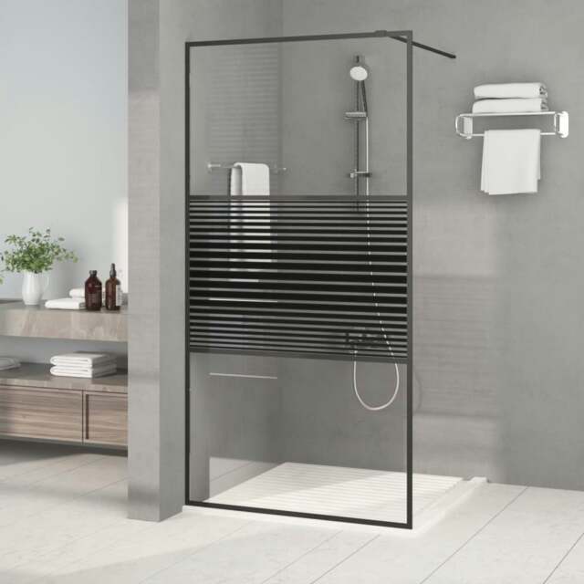 Rackhams Walk-in Shower Wall Black 100x195 cm Clear ESG Glass