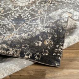 Rackhams Indigo-Vintage Black Grey Beige Traditional Floral Boho Rug - 130 x 170 cm - thumbnail 4