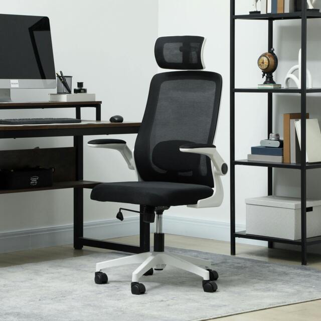 Rackhams Executive Mesh Office Chair with Headrest, Lumbar Support, Grey - image 1