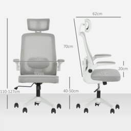 Rackhams Executive Mesh Office Chair with Headrest, Lumbar Support, Grey - thumbnail 6
