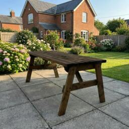 Rackhams Victoria Wooden Garden Table, Outdoor Picnic Dining Desk - Rustic Finish - Without expert assembly - 120cm