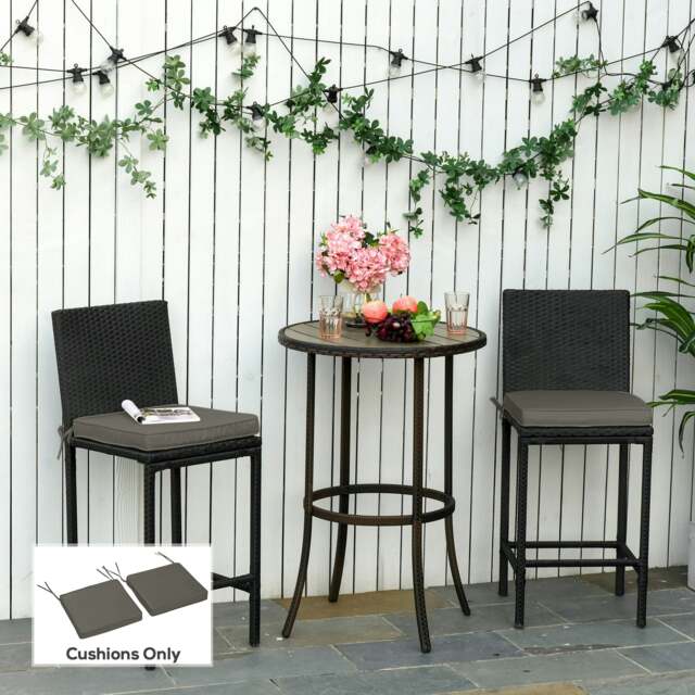 Rackhams 45 x 45cm Replacement Garden Seat Cushion Pad with Ties, Dark Grey - Dark Grey - Polyester - 45L x 45W x 5D cm - image 1