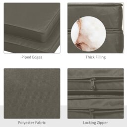 Rackhams 45 x 45cm Replacement Garden Seat Cushion Pad with Ties, Dark Grey - Dark Grey - Polyester - 45L x 45W x 5D cm - thumbnail 4
