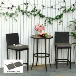 Rackhams 45 x 45cm Replacement Garden Seat Cushion Pad with Ties, Dark Grey - Dark Grey - Polyester - 45L x 45W x 5D cm - thumbnail 1