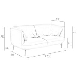 Rackhams Grey leather sofa 6036/6037 - 175 x 90 x 78 - 2 - thumbnail 6