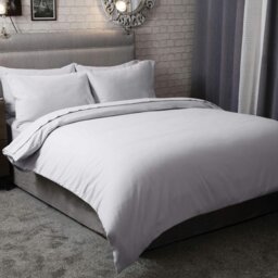 Rackhams Brushed Cotton Duvet Cover - Grey - Single - Grey - 100% Cotton - thumbnail 3