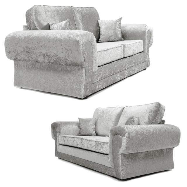 Rackhams Chelsea Crushed Velvet Full Back Sofa Suite - Silver - image 1