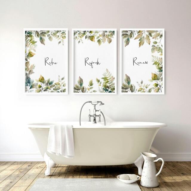 Rackhams Bathroom Art Wall - Set of 3 wall art prints - 20 x 30 in / 50 x 76 cm - Matte Museum Quality Art Paper 290 gsm - Oak Frame - image 1