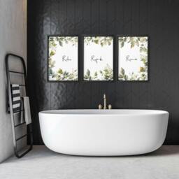 Rackhams Bathroom Art Wall - Set of 3 wall art prints - 20 x 30 in / 50 x 76 cm - Matte Museum Quality Art Paper 290 gsm - Oak Frame - thumbnail 5