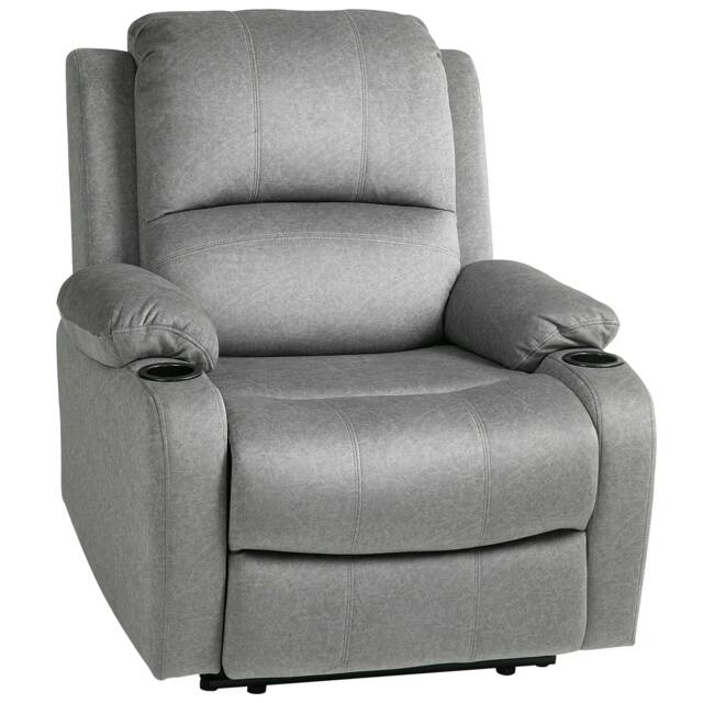 Rackhams Microfibre Manual Reclining Armchair, with Footrest - Grey