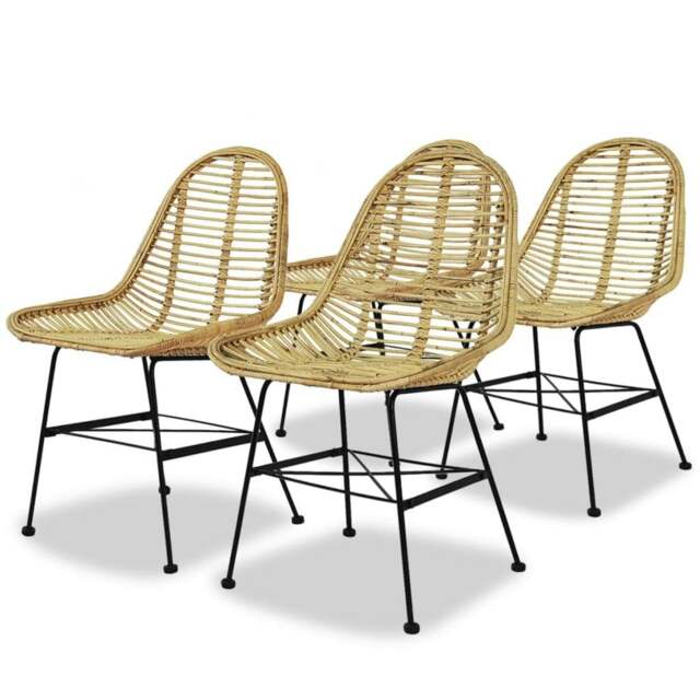 Rackhams Dining Chairs 4 pcs Natural Rattan