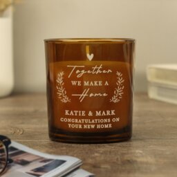 Rackhams Personalised Home Amber Glass Candle - thumbnail 4