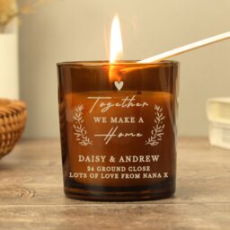 Rackhams Personalised Home Amber Glass Candle - thumbnail 2