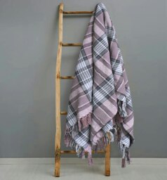 Rackhams Bourbon Check Cotton Tassel Throw - 127cm x 152cm - Cream - thumbnail 4