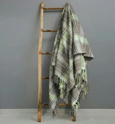 Rackhams Bourbon Check Cotton Tassel Throw - 127cm x 152cm - Cream - thumbnail 1