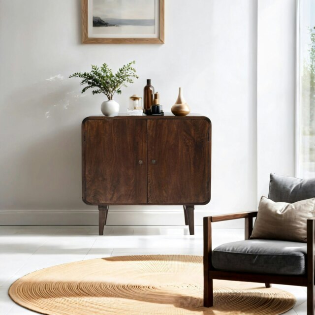 Rackhams Winnie Dark Mango Wood 2 Door Sideboard - Lacquered - Wood - 1 - image 1