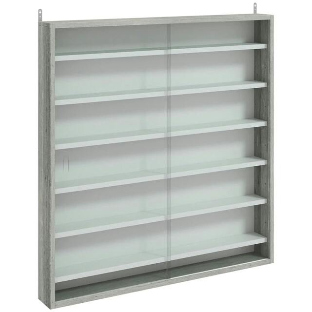 Rackhams Six Shelf Display Cabinet, with Glass Doors - Graphite Wood Effect