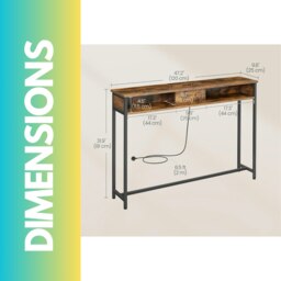 Rackhams Hallway Console Table With Charging Station Rustic Brown - thumbnail 5