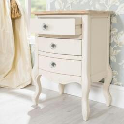 Rackhams Juliette Vintage Chic 3 Drawer Bedside Table with Crystal Handles - Champagne, Cream - thumbnail 3