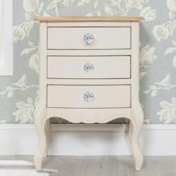 Rackhams Juliette Vintage Chic 3 Drawer Bedside Table with Crystal Handles - Champagne, Cream - thumbnail 2