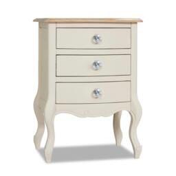 Rackhams Juliette Vintage Chic 3 Drawer Bedside Table with Crystal Handles - Champagne, Cream - thumbnail 5