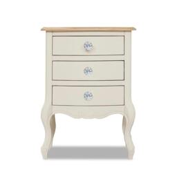 Rackhams Juliette Vintage Chic 3 Drawer Bedside Table with Crystal Handles - Champagne, Cream - thumbnail 6