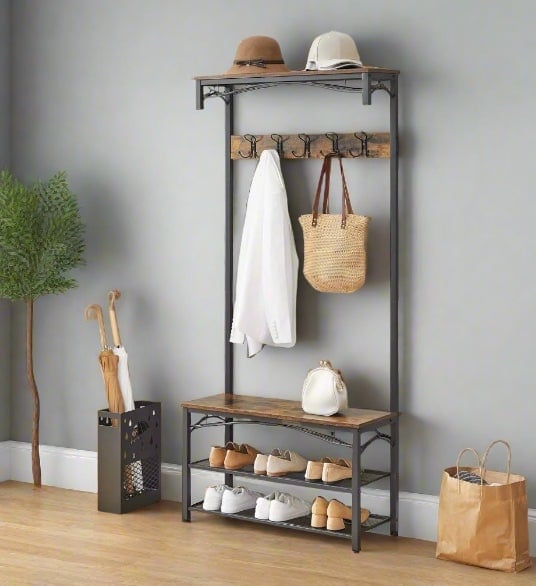 Rackhams Industrial Coat Rack with Bench and Shoe Rack - image 1