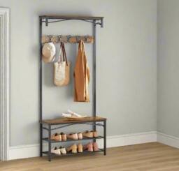 Rackhams Industrial Coat Rack with Bench and Shoe Rack - thumbnail 2