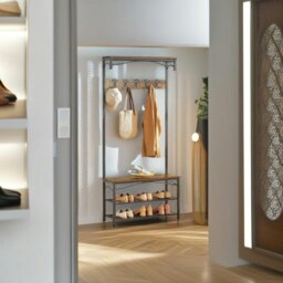 Rackhams Industrial Coat Rack with Bench and Shoe Rack - thumbnail 3