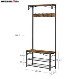 Rackhams Industrial Coat Rack with Bench and Shoe Rack - thumbnail 4