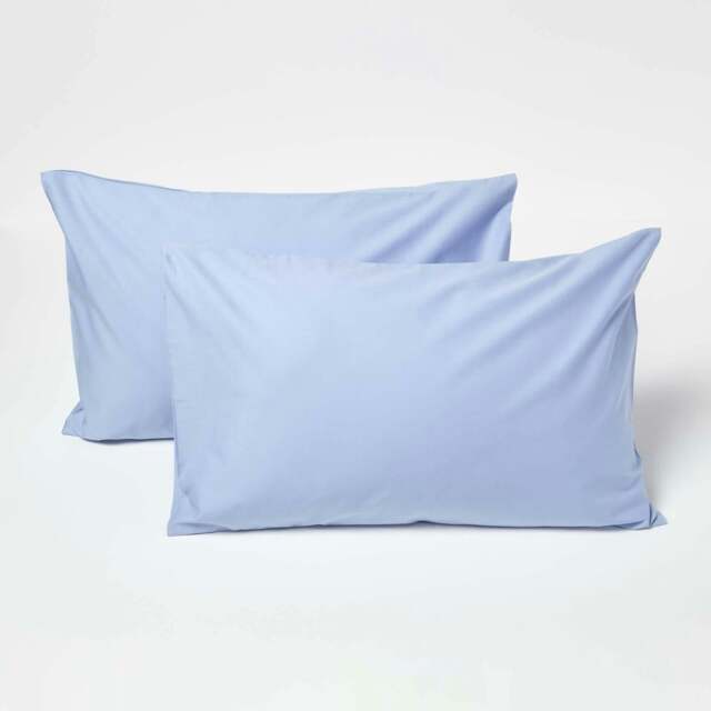 Rackhams Crisp & Cool 200 TC Egyptian Cotton Percale Kids' Pillowcases – 40 x 60 cm, 2 Pack - Blue - image 1