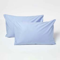 Rackhams Crisp & Cool 200 TC Egyptian Cotton Percale Kids' Pillowcases – 40 x 60 cm, 2 Pack - Blue