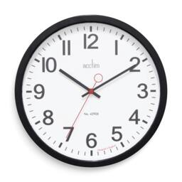 Rackhams Kempston Wall Clock Black Metal Energy Efficient Movement Glass Lens 35cm - Red - thumbnail 2