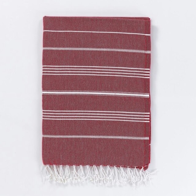 Rackhams Trendy XL Hammam Beach Blankets - Red with White Stripes - image 1