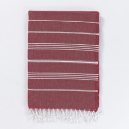 Rackhams Trendy XL Hammam Beach Blankets - Red with White Stripes