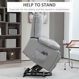 Rackhams Riser and Recliner Chair for Elderly, Quick Assembly - Light Grey - Leathaire (Polyester) - 94W x 96D x 106Hcm - thumbnail 5