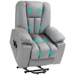 Rackhams Riser and Recliner Chair for Elderly, Quick Assembly - Light Grey - Leathaire (Polyester) - 94W x 96D x 106Hcm - thumbnail 3