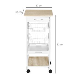 Rackhams Mobile Rolling Kitchen Island Trolley for Home Metal Baskets Tray Shelves - thumbnail 3