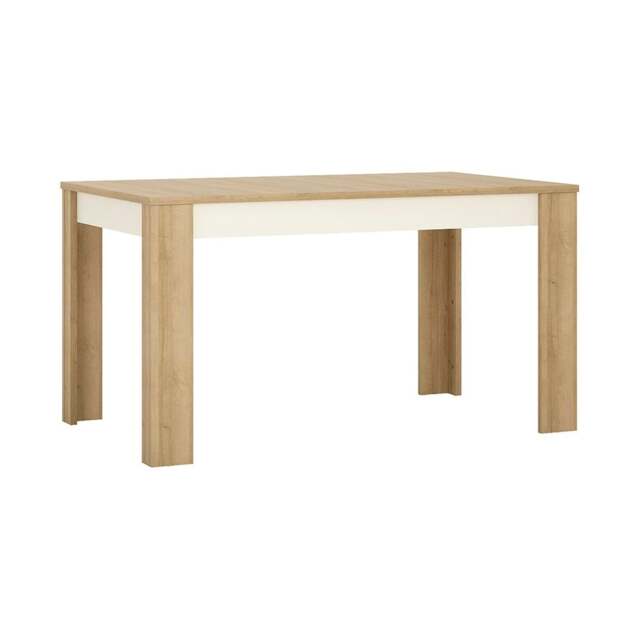 Rackhams Lyon Medium extending dining table 140/180 cm in Riviera Oak/White High Gloss - Brown - No - White - image 1