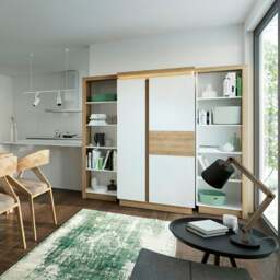 Rackhams Lyon Medium extending dining table 140/180 cm in Riviera Oak/White High Gloss - Brown - No - White - thumbnail 4
