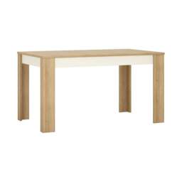 Rackhams Lyon Medium extending dining table 140/180 cm in Riviera Oak/White High Gloss - Brown - No - White - thumbnail 1