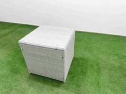 Rackhams Outdoor Garden Furniture Set PE Rattan 3 Seater Sofa Set with Oblong Coffee Table 4 Footstools Side Table Light Grey - thumbnail 4