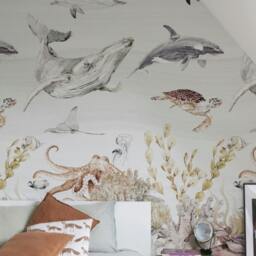 Rackhams Watercolour SeaLife Coral Reef Nursery 3 panel repeatable Mural 1.59 x 2.8m