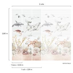 Rackhams Watercolour SeaLife Coral Reef Nursery 3 panel repeatable Mural 1.59 x 2.8m - thumbnail 2